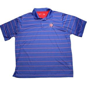 Chicago Cubs Polo Mens Size XL Blue Red Stripes MLB Golf Athletic Short Sleeve